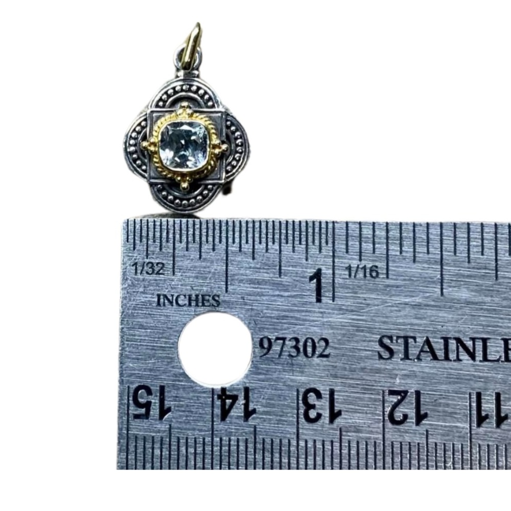 Authentic Konstantino Sterling Silver & 18k gold pendant with pale Blue Topaz - Picture 3 of 4